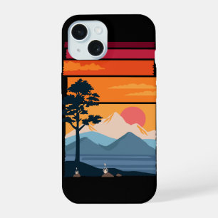 Coque iPhone 15 Beauté de la nature de montagne au coucher du sole