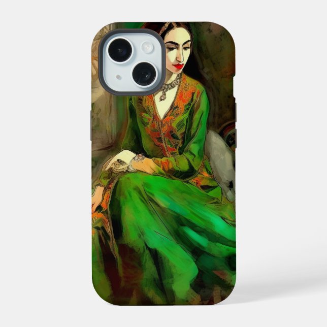 Coque iPhone 15 Beauté en vert (Verso)