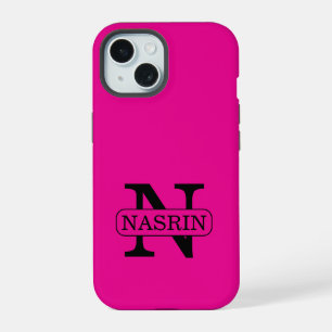 Coque iPhone 15 Beauté Rose Pastel Moderne Nom Personnalisé