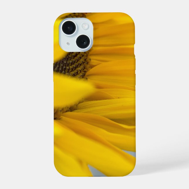 Coque iPhone 15 Bee Happy : Une Macro Tournesol (Verso)