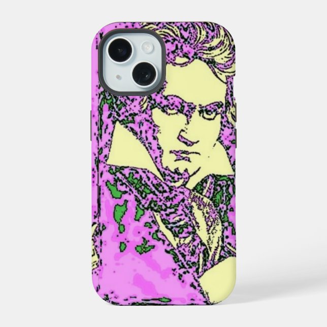 Coque iPhone 15 Beethoven pop-art (Verso)