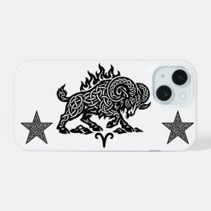 Coque iPhone 15 Bélier Fire‑Bélier – Encre Hantée Celtique Zodiaqu