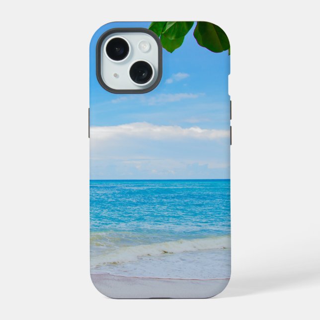 Coque iPhone 15 Belle vue sur la plage (Verso)