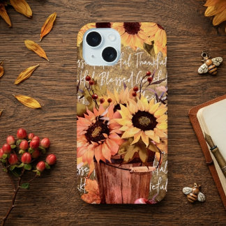 Coque iPhone 15 Bénédictions de tournesol Gratitude Automne