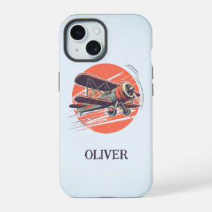 Coque iPhone 15 Biplan Rétro Vintage Personnalisé