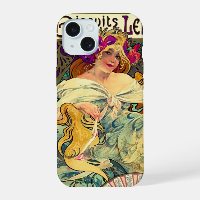 Coque iPhone 15 Biscuits Lefevre-Utile par Alphonse Mucha (1896) (Verso)