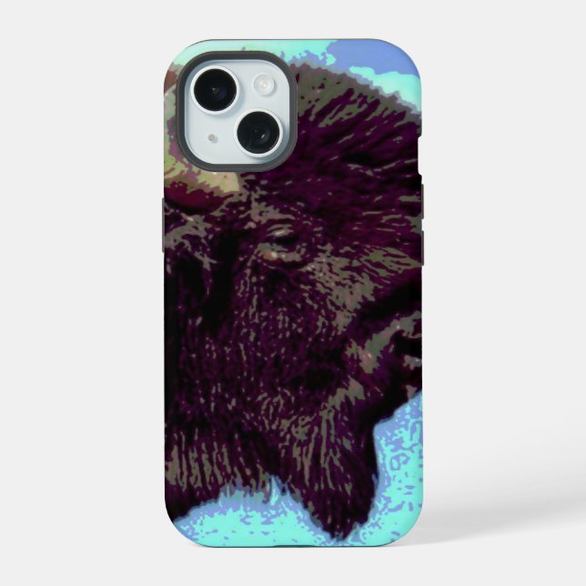 Coque iPhone 15 Bison Pop Art (Verso)