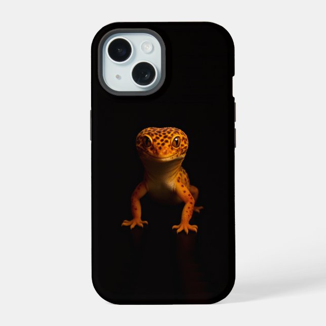 Coque iPhone 15 Black 4 Luxe iPhone 15 Mate, Léopard Gecko (Verso)