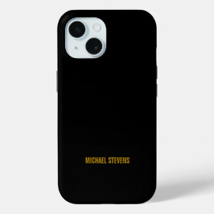 Coque iPhone 15 Black Gold Color Professional Ajouter un nom
