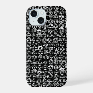Coque iPhone 15 Black & White Doodle Pattern Case – Bold Ab