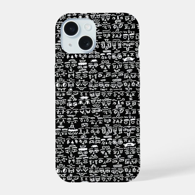 Coque iPhone 15 Black & White Doodle Pattern  Case – Bold Ab (Verso)