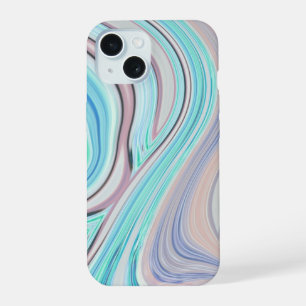 Coque iPhone 15 bleu aqua vert menthe lilas violet pastel arc-en-c