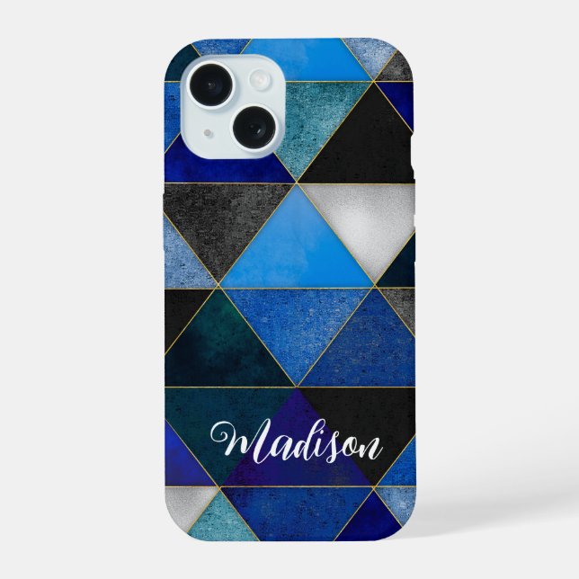 Coque iPhone 15 Bleu chic gris turquoise (Verso)