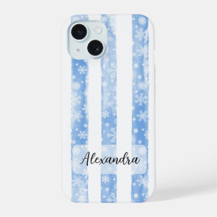 Coque iPhone 15 Bleu éclats d'aquarelle avec Flèches blanches