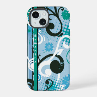 Coque iPhone 15 Bleu Floral Frutiger Metro