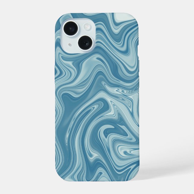 Coque iPhone 15 Bleu marbre  (Verso)