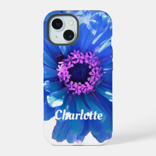 Coque iPhone 15 Bleu marguerite bleu photo florale