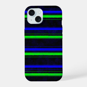 Coque iPhone 15 Bleu Noir Grandes Vertes