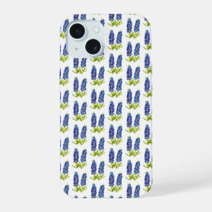 Coque iPhone 15 Bleuets Fleurs Bleues du Texas Aquarelle