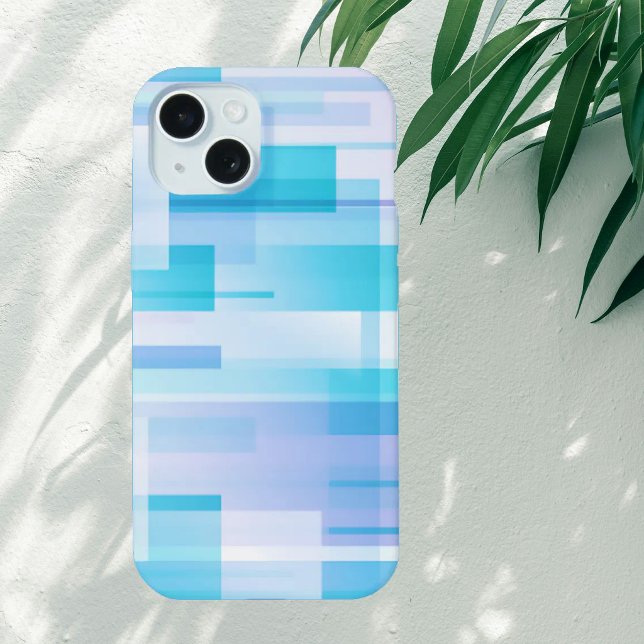Coque iPhone 15 Blocs pastel abstraits de bleu et de violet (Abstract Blocks of Blue and Purple Phone Case)