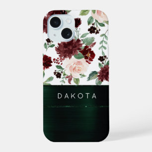 Coque iPhone 15 Blooms Rustiques Terracotta et Rouge Marsala Per