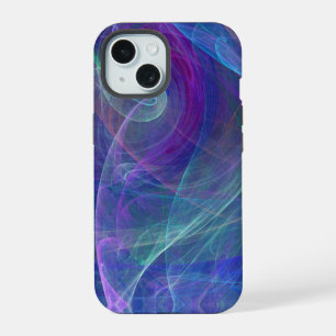 Coque iPhone 15 Blue Purple Turquoise Airy Abstraction