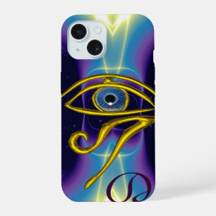 Coque iPhone 15 BLUE TALISMAN HORUS OEIL MONOGRAM Bleu pourpre