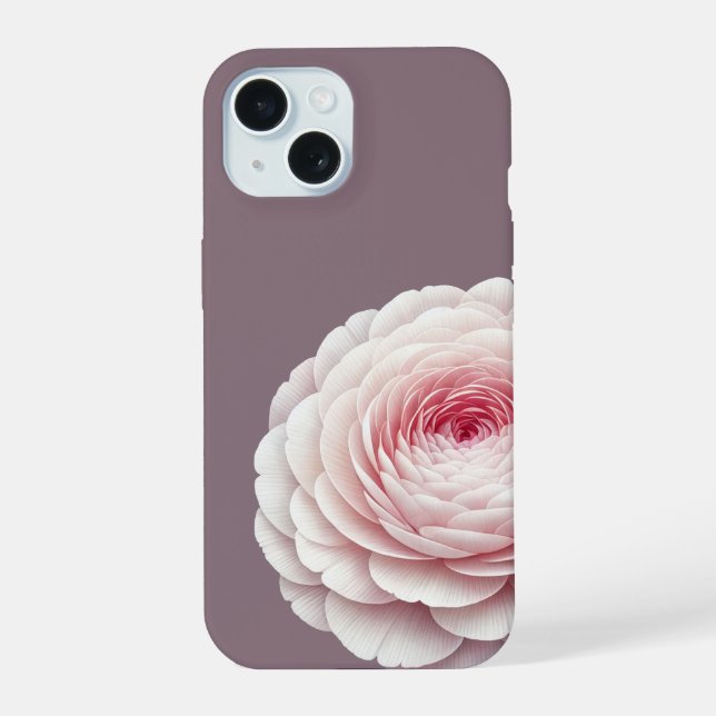 Coque iPhone 15 Blush Floral Mauve Fumé Élégant (Verso)