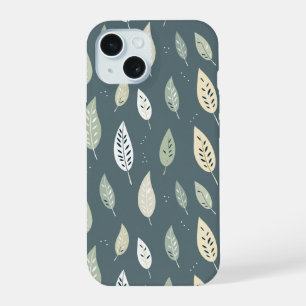 Coque iPhone 15 Boho Green Color Feuilles Motif sans couture
