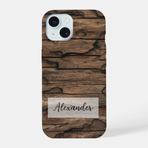 Coque iPhone 15 Bois de téléphone avec crêtes et imperfections