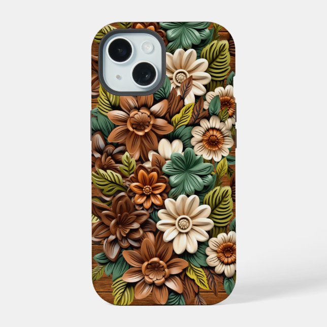 Coque iPhone 15 Bois Floral (Verso)