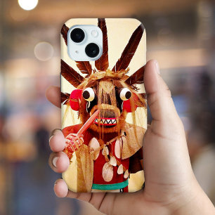 Coque iPhone 15 Bois kachina poupée photo mignonne ridicule visage