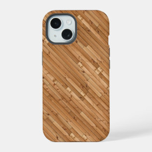 Coque iPhone 15 Bois : Lamelles de bois clair