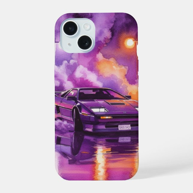 Coque iPhone 15 Boîte de téléphone Synthwave Retro Future Hyper Ca (Verso)
