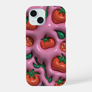 Coque iPhone 15 Boîtier de téléphone 3D Jelly Pink Tomate
