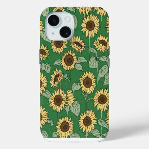 Coque iPhone 15 Boîtier de téléphone à fleurs motif Sunflower