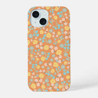 Coque iPhone 15 Boîtier de téléphone à fleurs orange