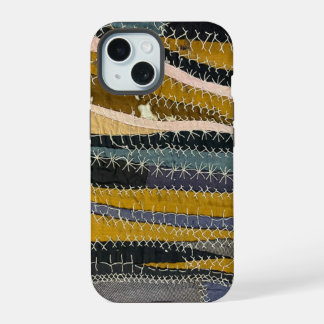 Coque iPhone 15 Boîtier de téléphone Crazy Quilt antique