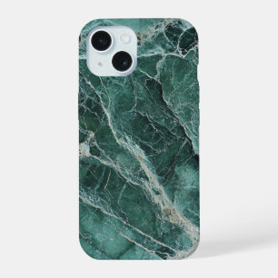 Coque iPhone 15 Boîtier de téléphone en marbre vert luxueux