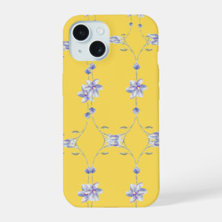 Coque iPhone 15 Boîtier de téléphone fleuri jaune