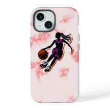 Boîtier IPhone 15 Marble Rose Fille Basketball