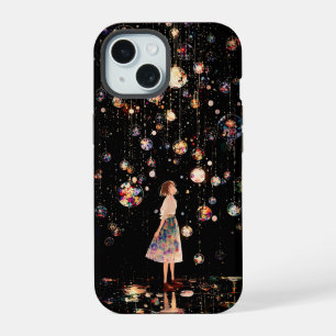 Coque iPhone 15 Boîtier iPhone 15 Nuit étoilée aux orbes lumineuse