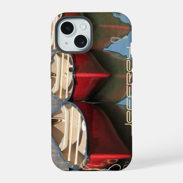 Coque iPhone 15 Boîtier iPhone 6 Canoës rouges & reflets, Résistan (Verso)