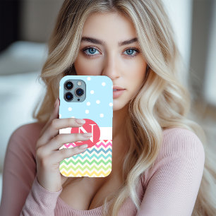 Coque iPhone 15 Boîtier iPhone à pois et zag personnalisé