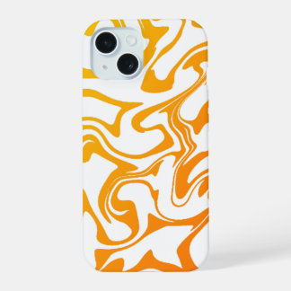 Coque iPhone 15 Boîtier iPhone à texture de marbre orange gras