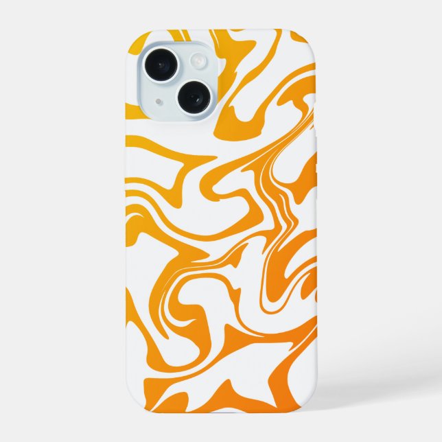 Coque iPhone 15 Boîtier iPhone à texture de marbre orange gras (Verso)
