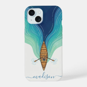 Coque iPhone 15 Boîtier iPhone Bateau à Rames Minimaliste Vagues O