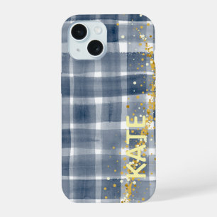 Coque iPhone 15 Boîtier iPhone esthétique personnalisé à carreaux