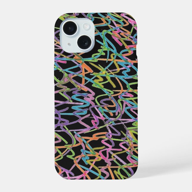 Coque iPhone 15 Boîtier iPhone graffiti néon (Verso)