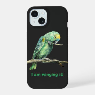 Coque iPhone 15 Boîtier iPhone pour perroquet vert